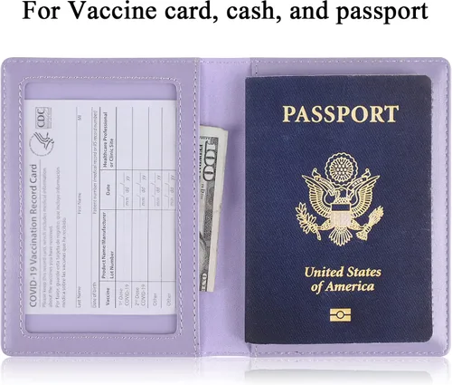 Vista 7 de labato - Cartera de piel sintética para pasaporte con tarjetero de vacuna, PúrpuraOmbre Force.