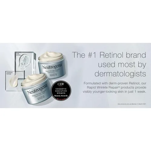 Vista 2 de Neutrogena Hidratante facial de retinol para reparación rápida de arrugas, crema antienvejecimiento diaria con ácido hialurónico para combatir