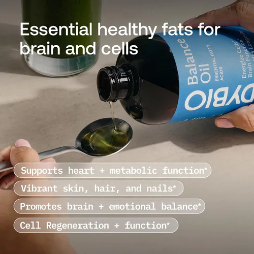 Vista 3 de BodyBio Aceite de equilibrio - Suplemento vegano Omega 3 6 - Aceite de cártamo y linaza prensado en frío - Apoya la función cerebral, la piel