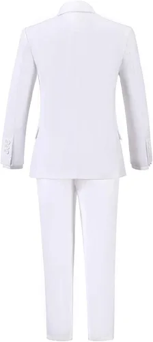 Vista 4 de Addneo Conjunto de trajes formales para niños con camisa de vestir y corbatín, Blanco