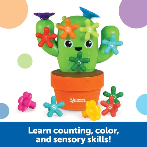 Vista 4 de Learning Resources Carlos the Pop & Count Cactus - 16 piezas, a partir de 18 meses, juguetes Montessori para niños pequeños, forma apilable