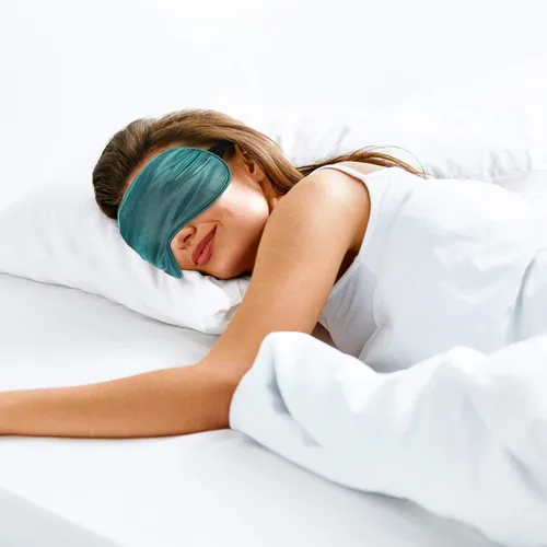 Vista 5 de 4 piezas de antifaz para dormir de seda para dormir, máscara de ojos suave con correa ajustable, para bloquear las luces, viajar y relajarse