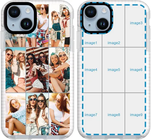 Vista 18 de Funda de teléfono personalizada para iPhone 15, diseño de collage de múltiples imágenes, resistente a los golpes, funda protectora de TPU suave