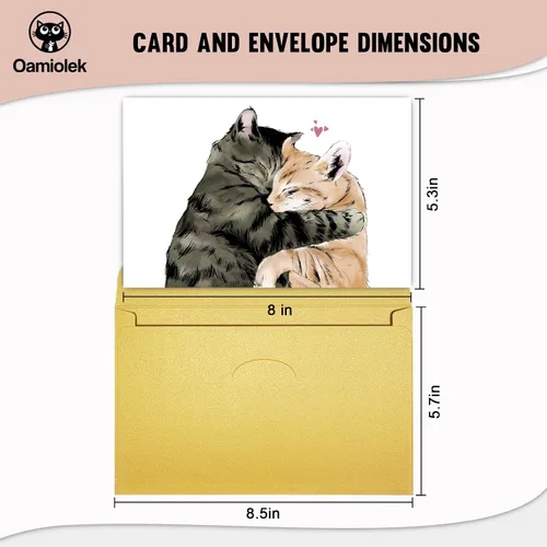 Vista 2 de Tarjeta de San Valentín para novio y novia, bonita tarjeta de aniversario de gatos para él y ella, adorable regalo de San Valentín