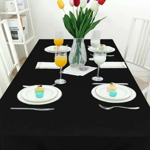 Vista 2 de TRLYC costura lentejuelas tela sirena plegable lentejuelas caminos para mesa -12 por 60 pulgadas, Poliéster, Negro (Polyester Black), 72x72-pulgadas