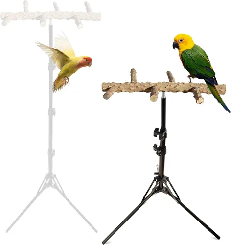 Vista 8 de Soporte ajustable de perca para pájaros de 16 a 63 pulgadas, juguete de perca de madera de pimienta natural, accesorios para interiores y exteriores