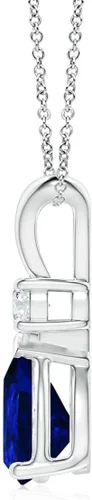 Vista 46 de Angara Colgante de lágrima de zafiro azul natural con diamante en plata/oro macizo de 14 quilates/platino Cumpleaños, compromiso, aniversario