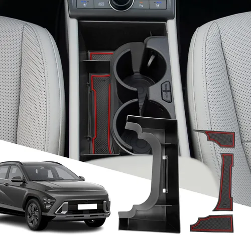 Vista 13 de SXCY 2 piezas superiores para Hyundai Kona/Kona EV 2024 2025 2026 Organizador de consola central para Hyundai Kona EV 2024-2026, accesorios