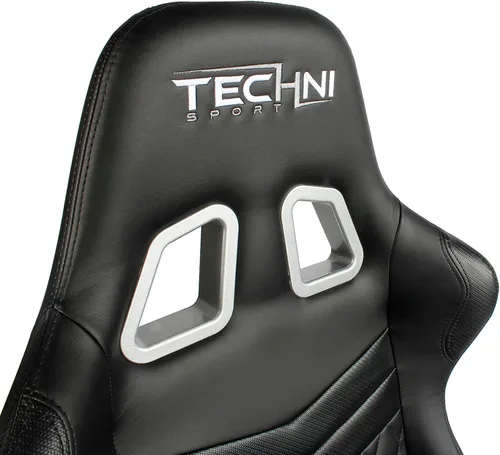 Vista 13 de Techni Sport RTA-TS51-BK - Silla para juegos, color negro Adjustable lumbar support, adjustable armrests, carbon fiber look, 300 lb capacity