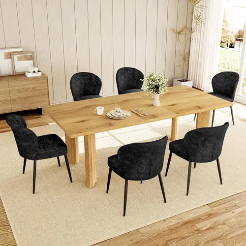 Vista 20 de HIPIHOM 63'' Dining Table for 4-6 People, Oak Table Spacious 63" Dining Table Seats 6 Comfortably, Made with Sturdy MDF in Warm Oak, Easy-Clean