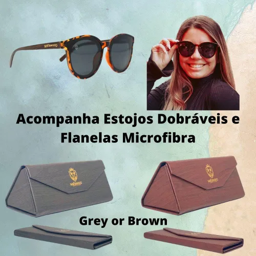 Vista 4 de Gafas de sol grandes Turtle Acetate con brazos de bambú marrón oscuro, con lentes polarizadas, Margot Turtle MafiawooD, Marrón y tortuga