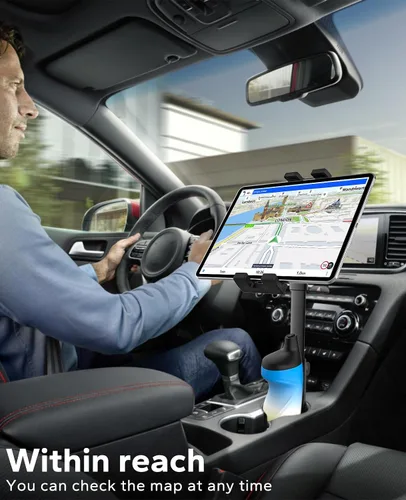 Vista 3 de GDZN Soporte para tablet para portavasos de automóvil – [apto para botellas] Soporte para tableta de coche/camión, soporte para tableta, expansor