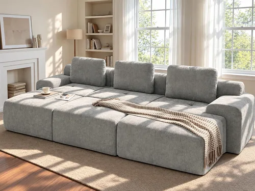Vista 53 de Sofá de nube de gran tamaño en forma de U de 122 pulgadas, cómodos sofás modulares sin hueso para sala de estar, sofá modular con respaldo alto
