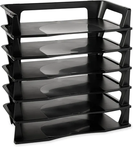 Vista 2 de Rubbermaid 86028 bandeja de cartas de regeneración de seis niveles, Negro