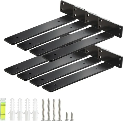 Vista 12 de HEART ART Soportes flotantes para estantes de 6 pulgadas, color negro resistente, paquete de 2 6 pulgadas de largo x 1.3 pulgadas de alto x 1.3