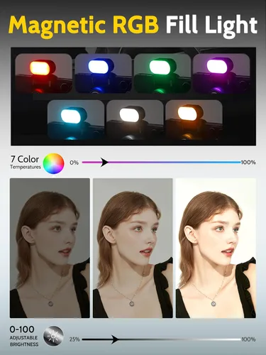 Vista 5 de AOCHUAN Trípode de seguimiento facial automático con rotación de 360 grados con luz RGB, cardán de teléfono de un solo eje para iPhone Android