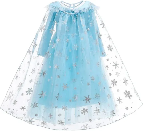 Vista 10 de Frozen - Vestido de princesa Elsa para niñas, disfraz de Halloween, Navidad, cumpleaños, fiesta, vestido de tul con accesorios
