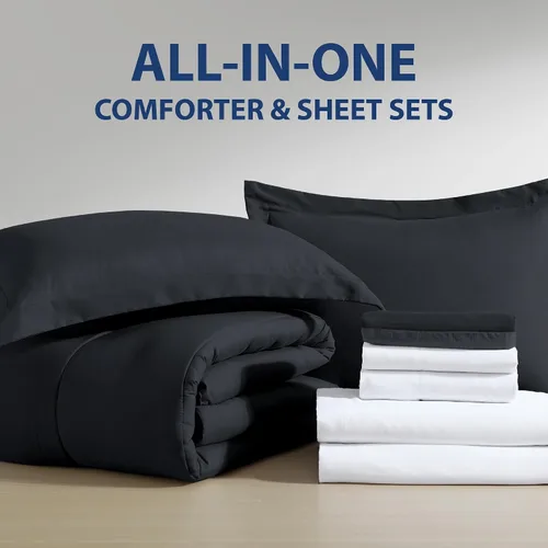 Vista 2 de Cathay Home Basic Bedding Home Essential - Juego de ropa de cama de microfibra ultrasuave y ligera, resistente a las arrugas, 6 piezas