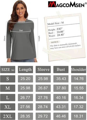 Vista 7 de MAGCOMSEN Camisas de manga larga UPF 50+ para mujer, protección solar SPF Ateltic, camisetas de secado rápido
