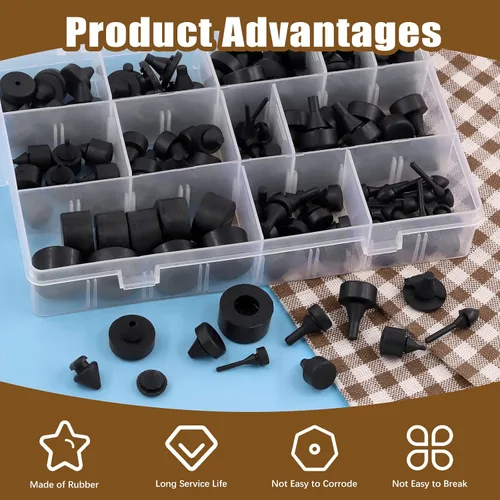Vista 5 de Kit de surtido de parachoques de goma de 160 piezas, parachoques de goma negro compatible con la mayoría de los modelos de automóviles de repuesto
