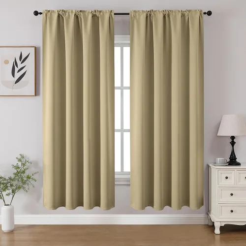 Vista 57 de CUCRAF - Cortinas opacas beige de 45 pulgadas, juego de 2 paneles con bolsillo para barra, cortinas para oscurecer dormitorios y sala de estar