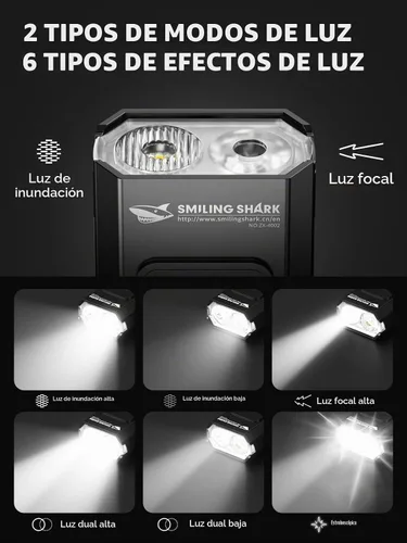 Vista 2 de Smiling Shark Luces de bicicleta, luz LED con clip frontal para bicicleta y luz trasera roja gratis, IPX6, impermeable, recargable por USB, potente