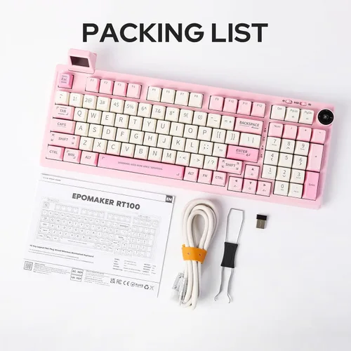 Vista 7 de EPOMAKER RT100 - Junta de 97 teclas BT5.02.4GUSB-C Teclado mecánico con pantalla de visualización personalizable, perilla, enchufe intercambiable