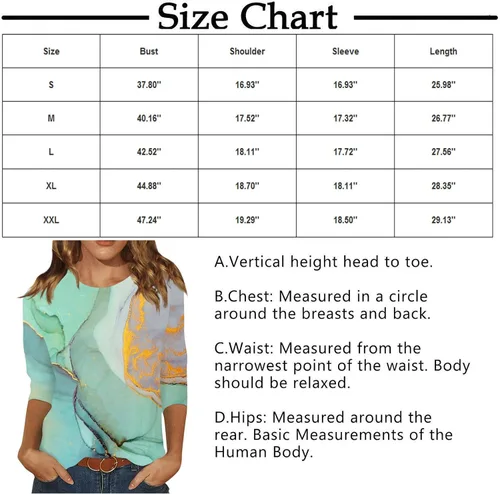 Vista 5 de Fall Shirts for Women 2023,Three Quarter Sleeve Print Tops Women's Fashion Casual Three Quarter Sleeve Print Round Neck Top