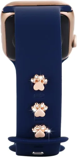 Vista 17 de 3 piezas de clavos decorativos de metal brillante compatibles con Apple Watch Band 45/44/42/41/40/38mm bandas de silicona para mujeres iWatch Series
