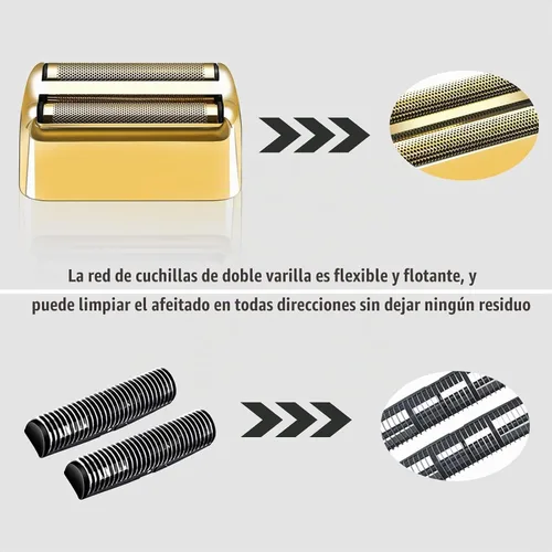 Vista 3 de Hoja de repuesto para afeitadora y cortadoras compatibles con BaBylissPRO Barberology Double FXFS2G (dorado)