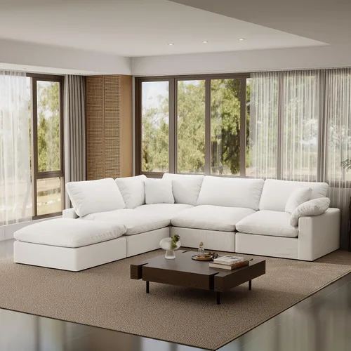 Vista 58 de Sofá modular modular con asiento profundo extra cómodo, sofás modernos negros para sala de estar, apartamento, oficina, espacio pequeño