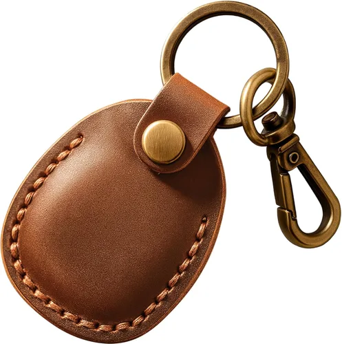 Vista 32 de Llavero de Airtag de cuero genuino, llavero portátil de Air tag con anillos para llaves, funda de cobertura oculta completa compatible con Airtag