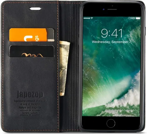 Vista 2 de japezop Funda tipo cartera para iPhone 7 Plus/8 Plus para mujer con bloqueo RFID, soporte para tarjetas de crédito, funda de cuero con tapa