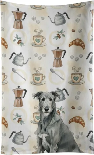 Vista 180 de Caroline's Treasures Afghan Hound - Toalla de cocina para barra de café, terciopelo frontal y lazo de algodón, lavable a máquina Sabueso afgano