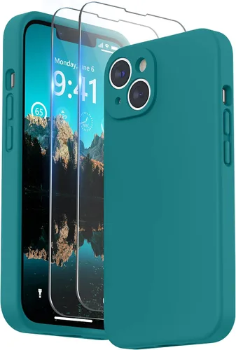 Vista 28 de SURPHY Compatible con iPhone 14 Funda con protector de pantalla (protección para la cámara y forro de microfibra suave) Funda de silicona líquida