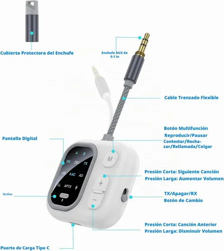 Vista 9 de Adaptador Bluetooth de avión para auriculares AptX de baja latencia