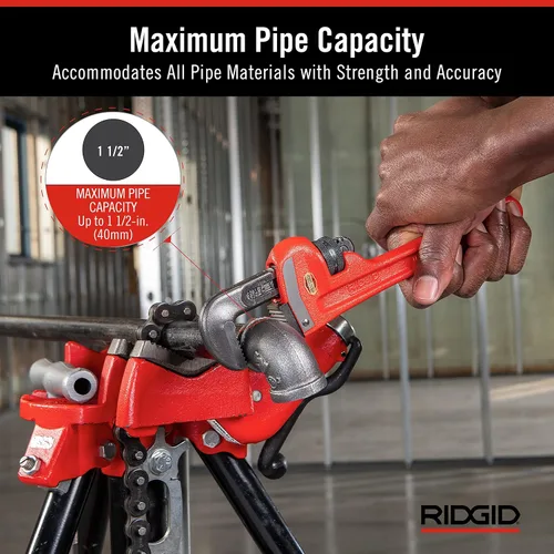 Vista 3 de RIDGID 31010 - Llave de tubería recta modelo 10 resistente, llave de fontanería de 10 pulgadas, color rojo, negro, 9.843 in (10 pulgadas)