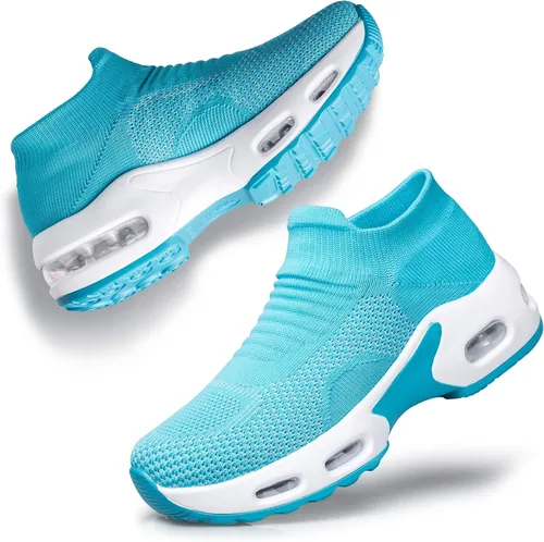 Vista 2 de Raoendis Zapatos de caminar para mujer Zapatos deportivos tipo calcetín para uso diario casual, zapatos cómodos de trabajo de enfermería