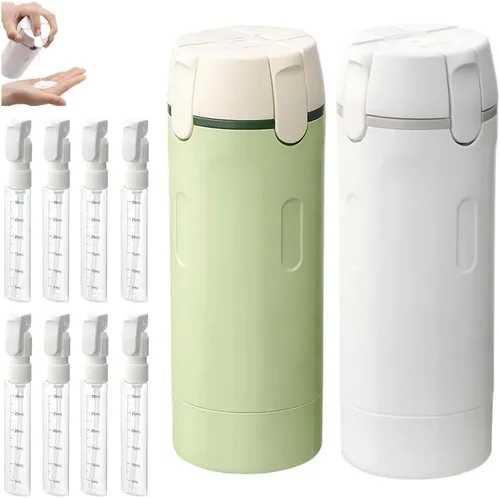 Vista 7 de Dispensador de viaje 4 en 1, botellas de viaje portátiles de 1.0 fl oz para artículos de tocador, a prueba de fugas, recipientes de tamaño de viaje