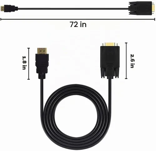 Vista 3 de Wonlyus Cable HDMI a VGA chapado en oro 1080P HDMI macho a VGA macho adaptador de video activo cable convertidor (6 pies/5.9 ft)
