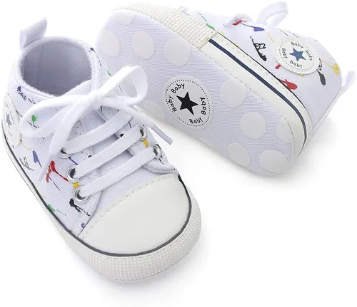 Vista 2 de eitwo Zapatos de lona suave unisex para bebés y niñas, ligeros y antideslizantes para recién nacidos y niños pequeños