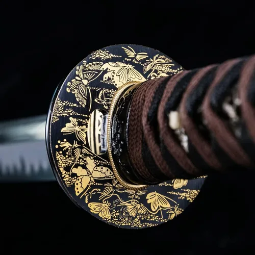 Vista 14 de Handforged Samurai Katana Sword - Damascus/1060/1095 High Carbon Steel, Full Tang, Iron Tsuba, Solid Wood Saya - Real Functional Sharp Blade for