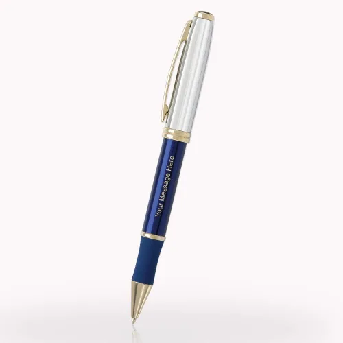 Vista 9 de 1 bolígrafo de metal ejecutivo grabado con láser personalizado en color negro clásico con detalles en tono dorado. Tinta negra.
