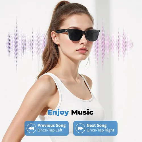 Vista 8 de Lentes inteligentes con Bluetooth, 2 en 1 magnéticos, bloqueo de luz azul y UV400, gafas Bluetooth para hombres/mujeres con asistente de voz, gafas