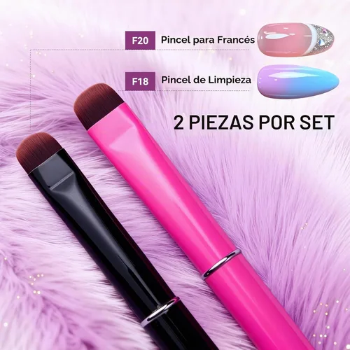 Vista 5 de Brocha de punta francesa - 2 piezas de arte de uñas para gel constructor
