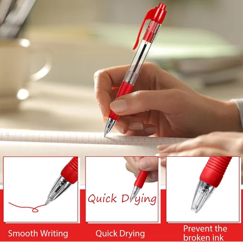 Vista 3 de Fainne Paquete de 200 Bolígrafos Retráctiles de Punta de Bola 1.0 mm Punta Media Recargables de Escritura Suave con Clic y Agarre para Trabajo Tinta