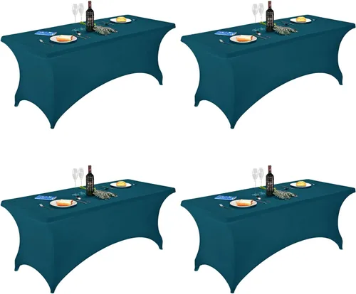 Vista 98 de FORLIFE - Funda de mesa de elastano, mantel ajustado de 4 pies para mesas rectangulares, funda elástica para patio, universal para bodas, banquetes