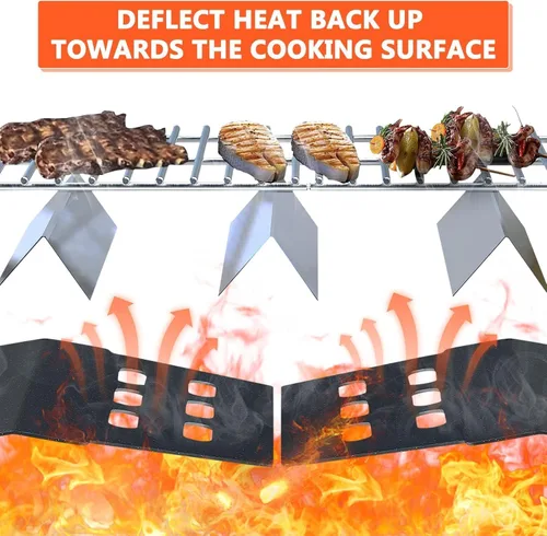 Vista 8 de QuliMetal Deflectores de Calor para Parrilla para Weber GS4 Genesis II E-410, E-415, E-435, Piezas de Parrilla para Parrillas de Gas Weber Genesis