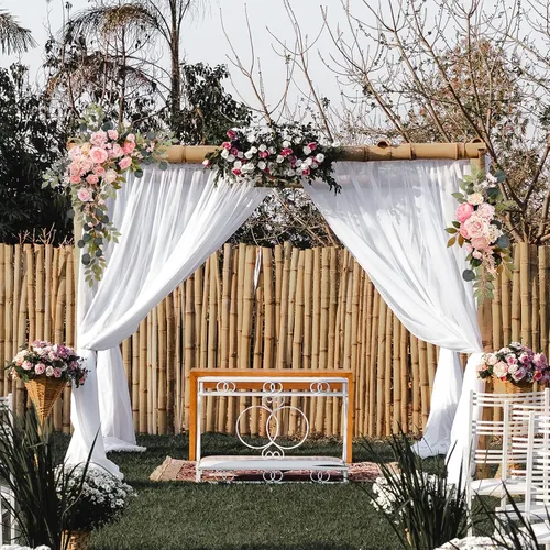 Vista 4 de Kit de flores artificiales azules para arco de boda, 2 piezas de guirnaldas de peonía de seda, letrero de bienvenida, guirnalda floral