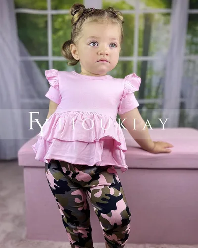 Vista 6 de fioukiay Conjunto de ropa para bebé recién nacida, pantalones florales con volantes